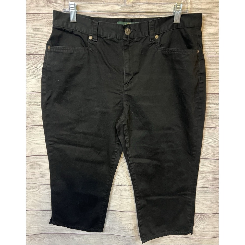 Lauren Ralph Lauren‎ Women's Black Denim Capri Jeans Modern Mid Calf Size 12